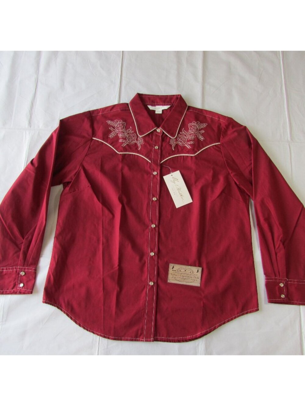 Ely & Walker Women's Long Sleeve Retro Western Yoke Snap Shirt Ruby
